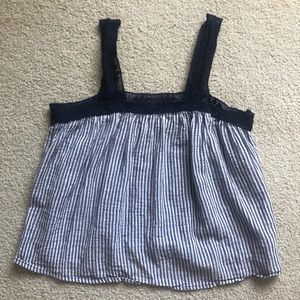 Navy striped beachy tank top